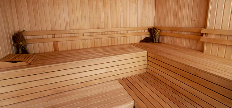 Spruce Wood Sauna Interior Construction in Orangeville, Ontario